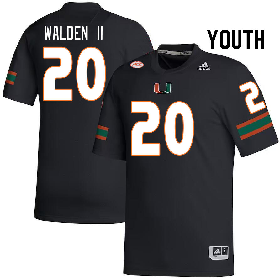 Youth #20 Terrell Walden II Miami Hurricanes College Football Jerseys Stitched-Black - Click Image to Close